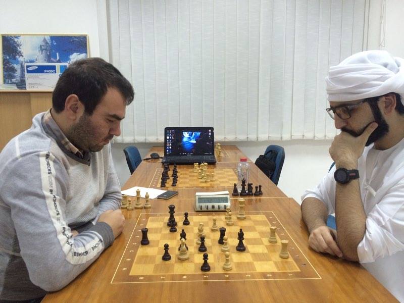 Grandmasters Shakhriyar Mamedyarov and Salem AR Saleh playing blitz